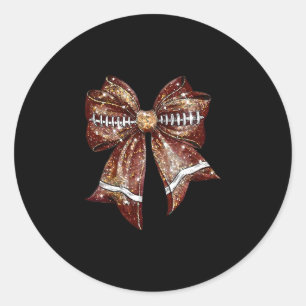 Coquette Bow Cheer American Footll Game Day Thanks Classic Round Sticker