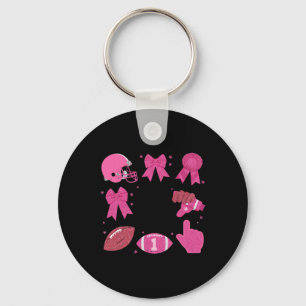 Coquette Bow Cheerleading Footll Pink Breast Cance Key Ring