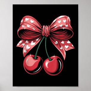 Coquette Bow Cherry Valentines Day Heart Women Gir Poster