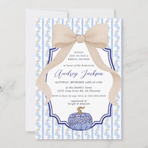 Coquette Bow Chinoiserie Pumpkin Bridal Shower Invitation