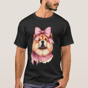 Coquette Bow Chow Chow Dog Mum Pink Ribbon Girl T-Shirt