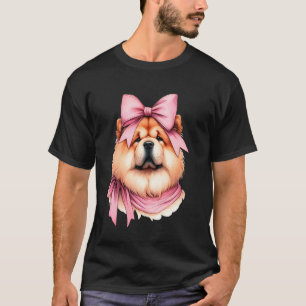 Coquette Bow Chow Chow Dog Mum Pink Ribbon Girl T-Shirt