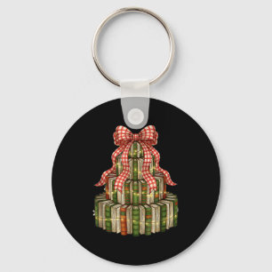 Coquette Bow Christmas Books Xmas Tree Librarian  Key Ring