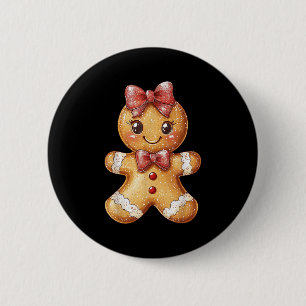 Coquette Bow Christmas Girly Gingerbread Cookie Ba 6 Cm Round Badge