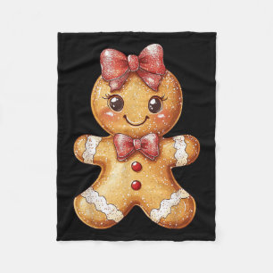 Coquette Bow Christmas Girly Gingerbread Cookie Ba Fleece Blanket