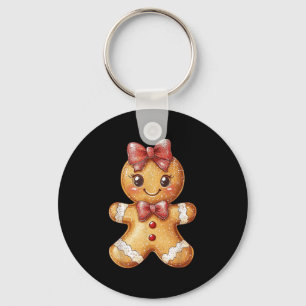 Coquette Bow Christmas Girly Gingerbread Cookie Ba Key Ring