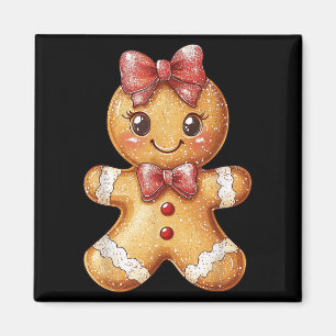 Coquette Bow Christmas Girly Gingerbread Cookie Ba Magnet
