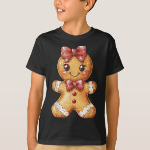 Coquette Bow Christmas Girly Gingerbread Cookie Ba T-Shirt