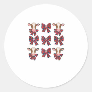 Coquette Bow Christmas Highland Cow Santa Cute Xma Classic Round Sticker