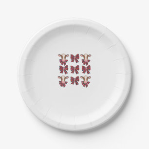 Coquette Bow Christmas Highland Cow Santa Cute Xma Paper Plate