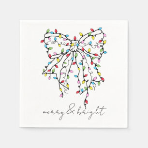 Coquette Bow Christmas Lights Christmas Party  Napkin