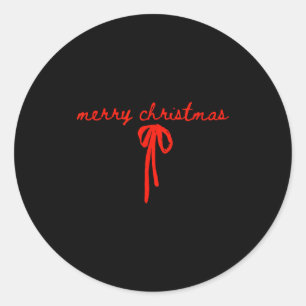 Coquette Bow Christmas Merry Christmas Xmas Family Classic Round Sticker