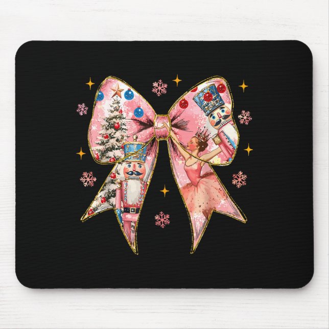 Coquette Bow Christmas Nutcracker Ballet Festive W Mouse Mat (Front)