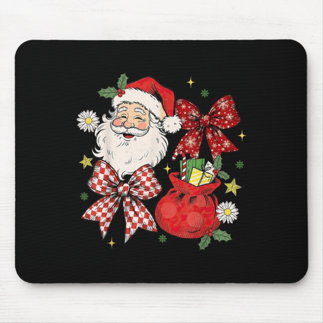 Coquette Bow Christmas Santa Claus Xmas Holiday Wo Mouse Mat (Front)