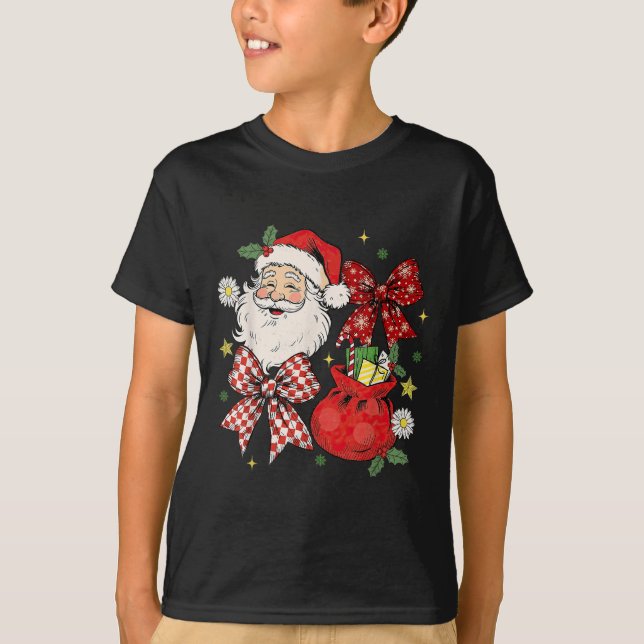 Coquette Bow Christmas Santa Claus Xmas Holiday Wo T-Shirt (Front)