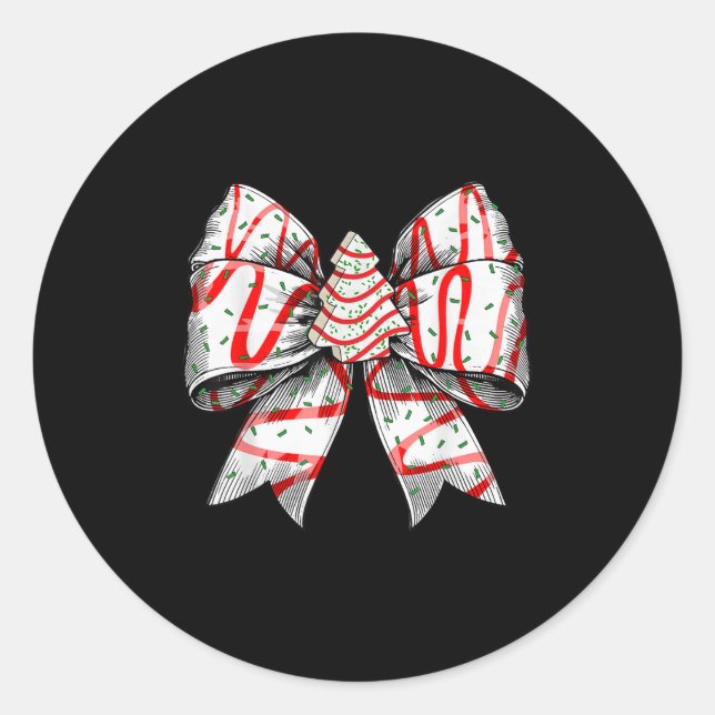 Coquette Bow Christmas Tree Cake Christmas Vibes G Classic Round Sticker (Front)