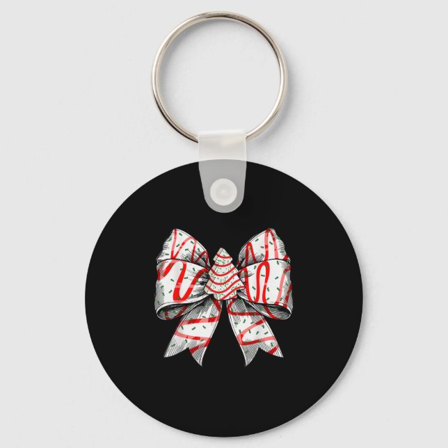Coquette Bow Christmas Tree Cake Christmas Vibes G Key Ring (Front)