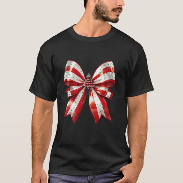 Coquette Bow Christmas Tree Cake Christmas Vibes G T-Shirt (Front)