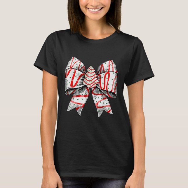 Coquette Bow Christmas Tree Cake Christmas Vibes G T-Shirt (Front)