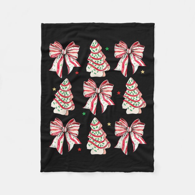 Coquette Bow Christmas Tree Cakes Xmas Family Paja Fleece Blanket (Front)