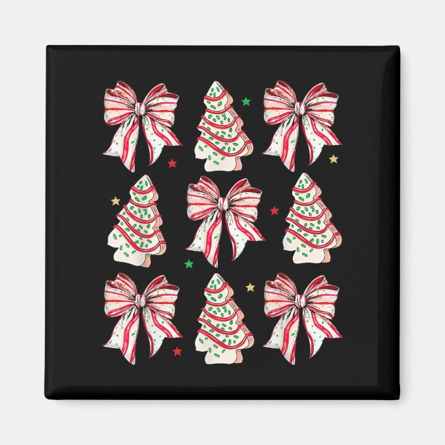 Coquette Bow Christmas Tree Cakes Xmas Family Paja Magnet (Front)