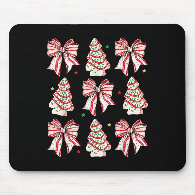 Coquette Bow Christmas Tree Cakes Xmas Family Paja Mouse Mat (Front)