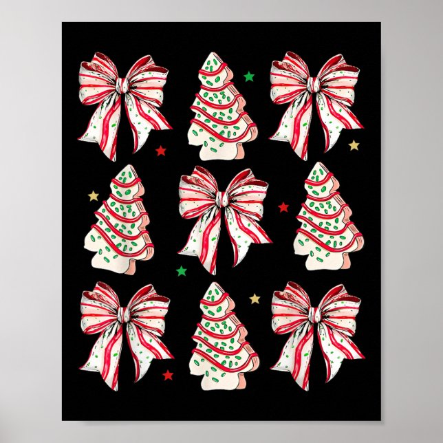 Coquette Bow Christmas Tree Cakes Xmas Family Paja Poster (Front)
