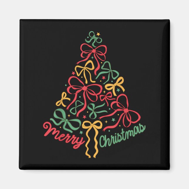 Coquette Bow Christmas Tree Girly Xmas Holiday Wom Magnet (Front)