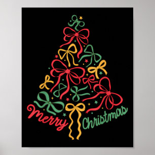 Coquette Bow Christmas Tree Girly Xmas Holiday Wom Poster