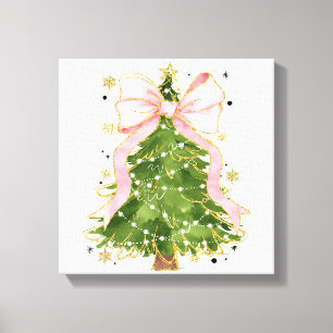 Coquette Bow Christmas Tree Holiday Girly Outfit W Canvas Print