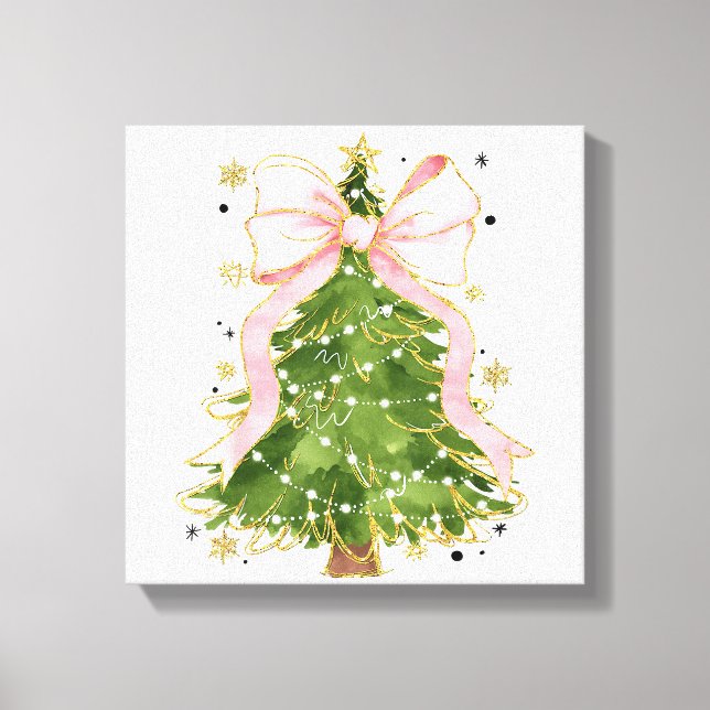 Coquette Bow Christmas Tree Holiday Girly Outfit W Canvas Print (Front)