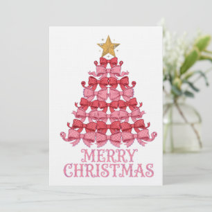 Coquette Bow Christmas Tree - Pink Bow  Invitation