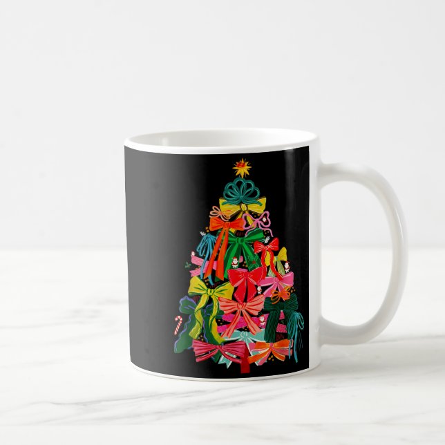 Coquette Bow Christmas Tree Preppy Christmas Girly Coffee Mug (Right)