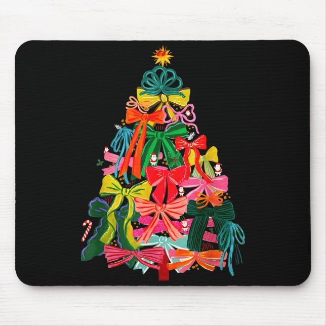 Coquette Bow Christmas Tree Preppy Christmas Girly Mouse Mat (Front)