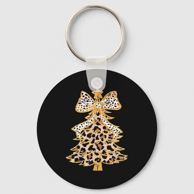 Coquette Bow Christmas Tree Xmas Holiday Girl Wome Key Ring (Front)