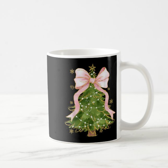Coquette Bow Christmas Tree Xmas Holiday Girly Out Coffee Mug (Right)