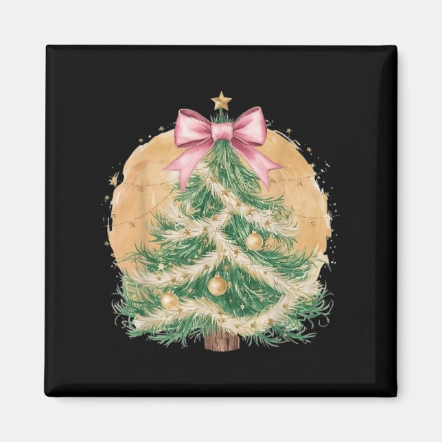 Coquette Bow Christmas Tree Xmas Holiday Girly Out Magnet (Front)