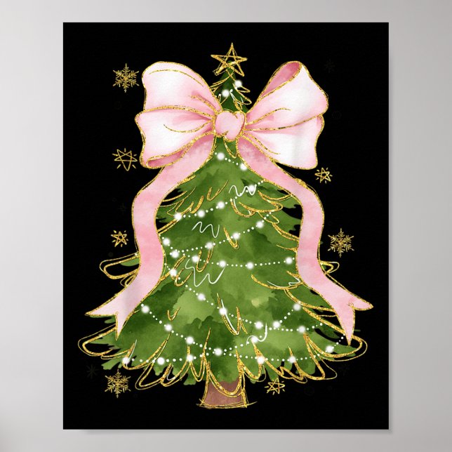 Coquette Bow Christmas Tree Xmas Holiday Girly Out Poster (Front)