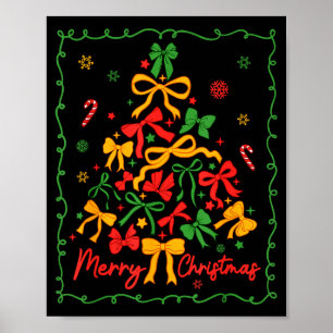Coquette Bow Christmas Tree Xmas Holiday Girly Out Poster