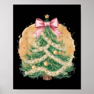 Coquette Bow Christmas Tree Xmas Holiday Girly Out Poster