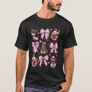 Coquette Bow Christmas Tree Xmas Santa Claus Girl T-Shirt