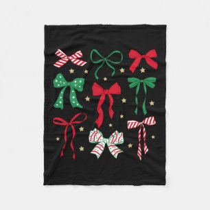 Coquette Bow Christmas Xmas Holiday Girly Outfit W Fleece Blanket