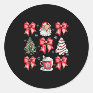 Coquette Bow Cocoa Santa Christmas Xmas Tree Pajam Classic Round Sticker