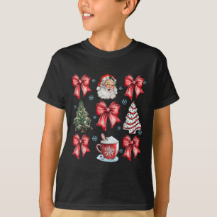 Coquette Bow Cocoa Santa Christmas Xmas Tree Pajam T-Shirt