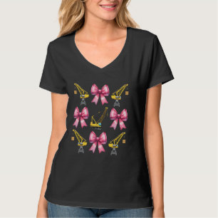 Coquette Bow Crane Operator Crane Driver Construct T-Shirt