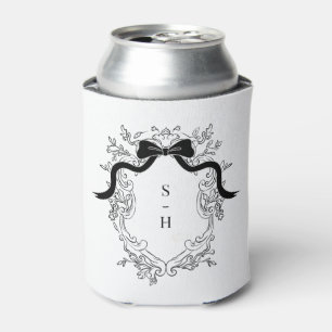 Coquette Bow Crest Monogram French Wedding Favour Can Cooler