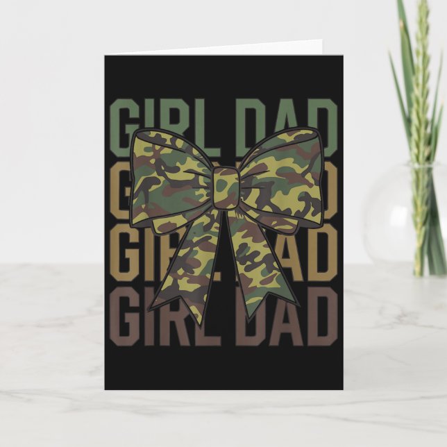 Coquette Bow Dad Of Girl Camo Camouflage Dad Hunti Card (Front)