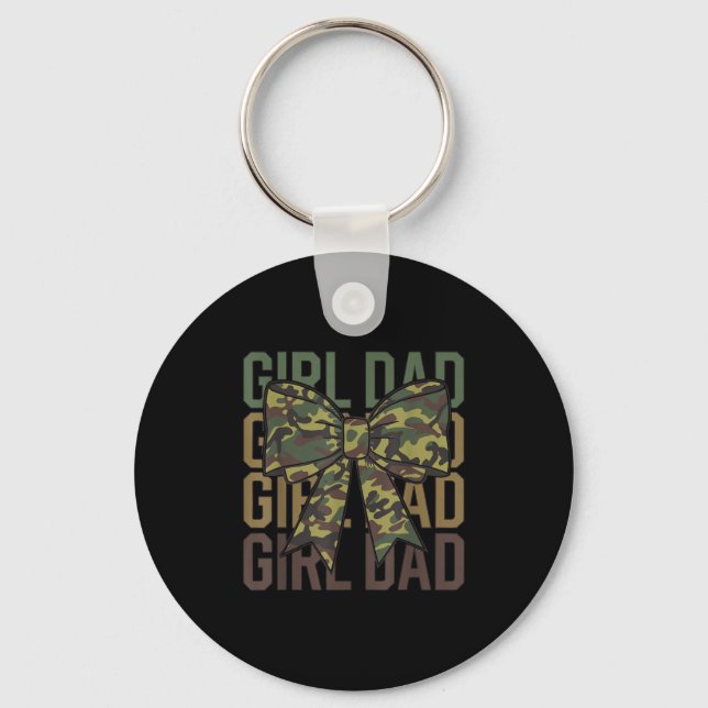 Coquette Bow Dad Of Girl Camo Camouflage Dad Hunti Key Ring (Front)