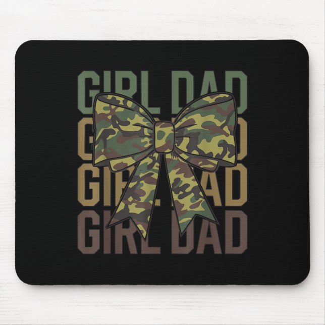 Coquette Bow Dad Of Girl Camo Camouflage Dad Hunti Mouse Mat (Front)