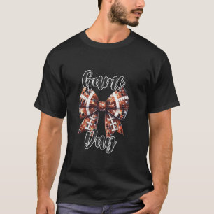 Coquette Bow Disco Funny Football Game Day Touchdo T-Shirt